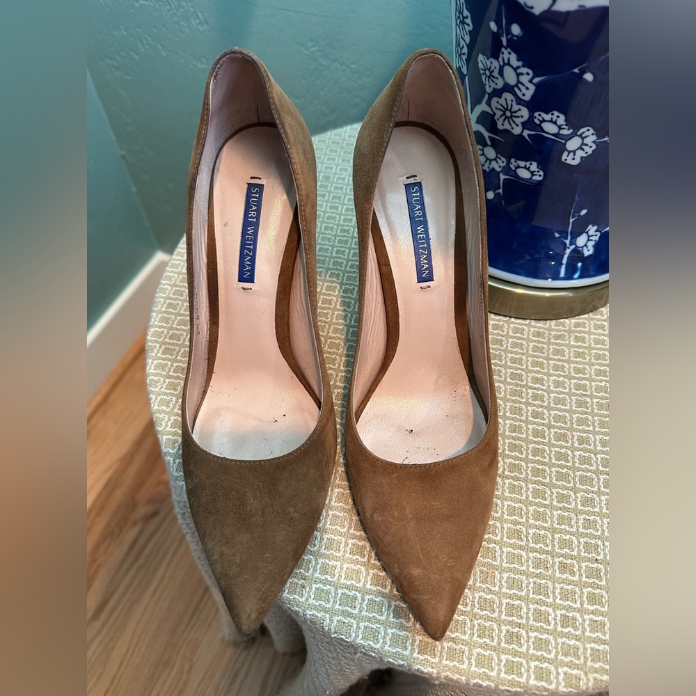Stuart Weitzman Leigh 95 basket brown suede 9.5 gently used